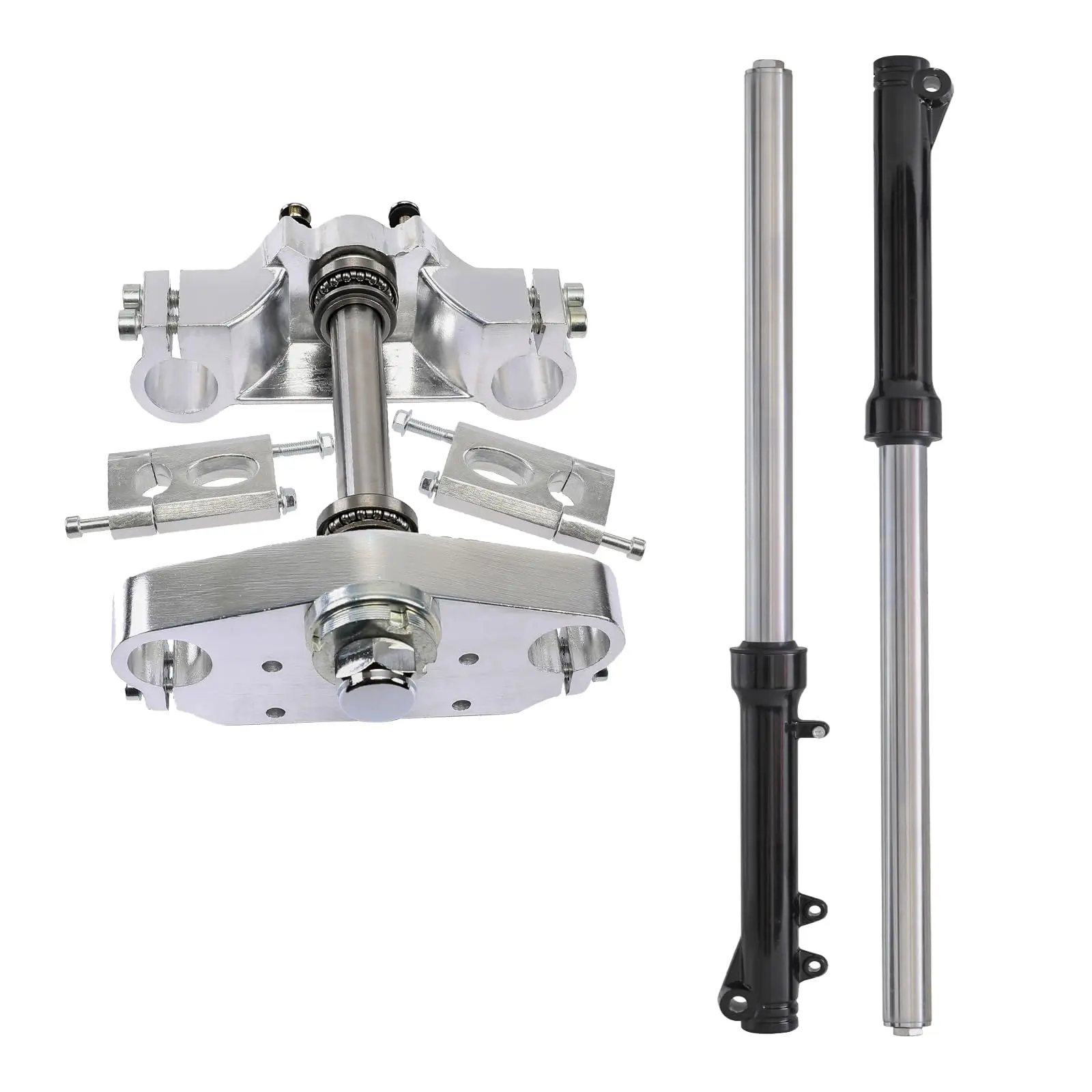 710mm (27.95") 33mm Front Forks Shock Suspension with Triple Tree Clamp Riser for 12mm Wheel Axle Mini Pit Dirt Bike Scooter Pocket Rocket Monkey Trail Bike Offroad Motorcycle Razor Apollo SSR CRF50