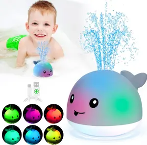 Fall Halloween Gift Whale Bath Toy Sprinkler, Light Up Water Toy for Toddlers 1-3, Whale Sprinkler Spray Water Pool Bathtub Toys Toddlers Infant (C)