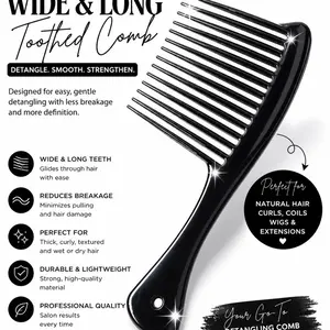 Professional Wide-Tooth Detangling Comb – Long Teeth Hair Comb