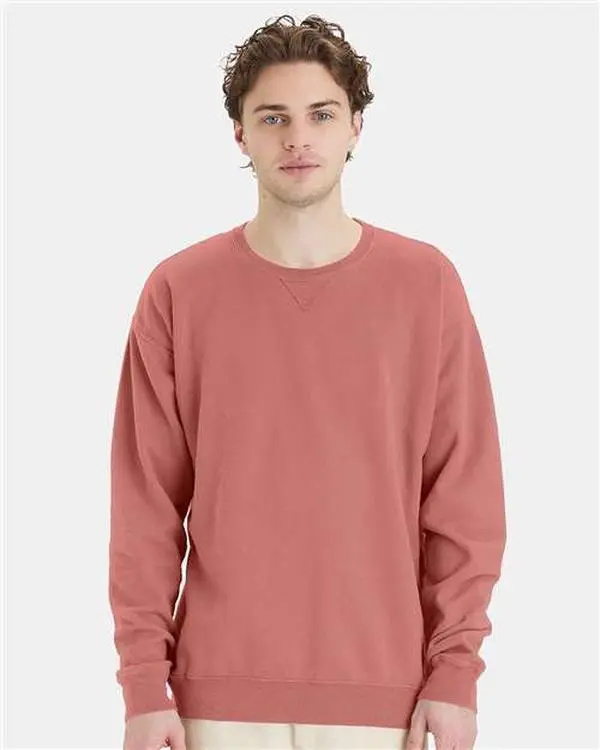 Custom Embroidered - ComfortWash by Hanes - Unisex Garment-Dyed Crewneck Sweatshirt - Mauve - GDH400