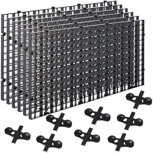 6 Pcs Aquarium Fish Tank Divider Plastic Egg Crate Aquarium Filter Bottom Tray Grid Isolation Board Partition Net Pane Separator for Mixed Breeding Light Diffuser,8 Pcs Sucker Clips Suction Cups,Black
