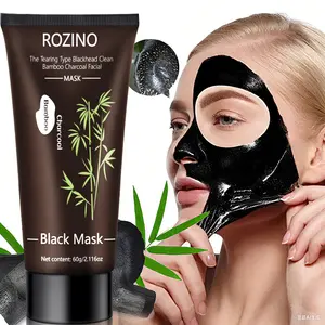 【Buy 1 Get 1 Free】ROZINO Bamboo Charcoal Peel Off Blackhead Cleansing Mask 60g Deep Cleansing Pores Gentle Moisturizing No Tightness Shrinks Pores Improves Skin Texture Specifically for Blackheads Whiteheads Clear Skin Care Improves Strawberry Nose