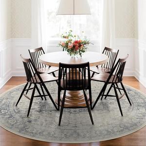 round boho style floor mat, 1 count vintage farmhouse style non-slip floor carpet, decorative area rug for home living room bedroom