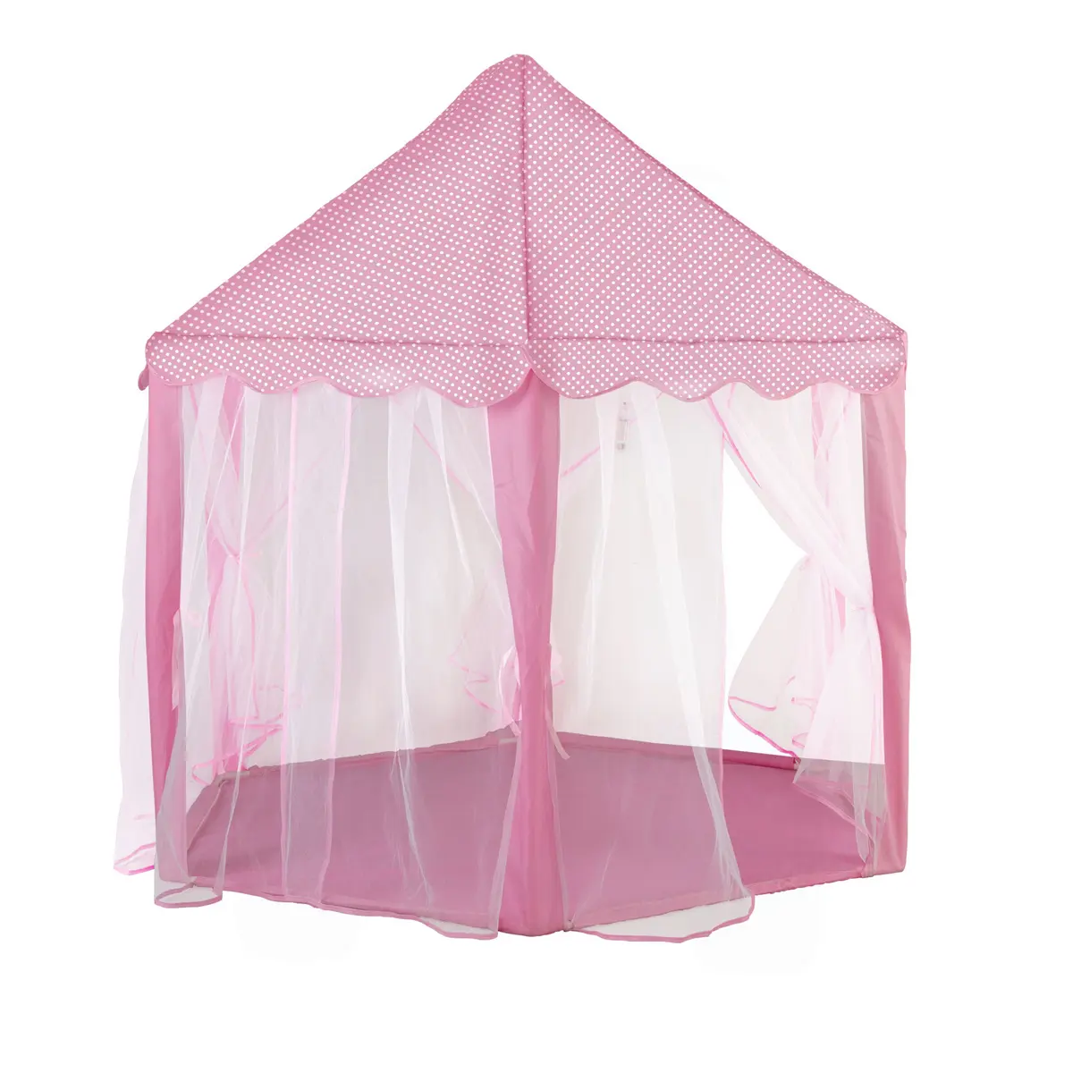 53"H Princess Castle Play Tent House with LED Star Lights ,Foldable & Lightweight, Spacious Interior & Multiple Usage, for Kids aged 6 months - 10 years, Indoor and Outdoor, Pink