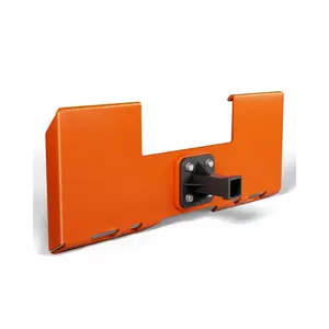 Heavy Duty Skid Steer Attachment Plate - 3/8" Thick, Global Quick Attach Adapter for Tractor Loader, 2" Removable Trailer Hitch Receiver, Orange