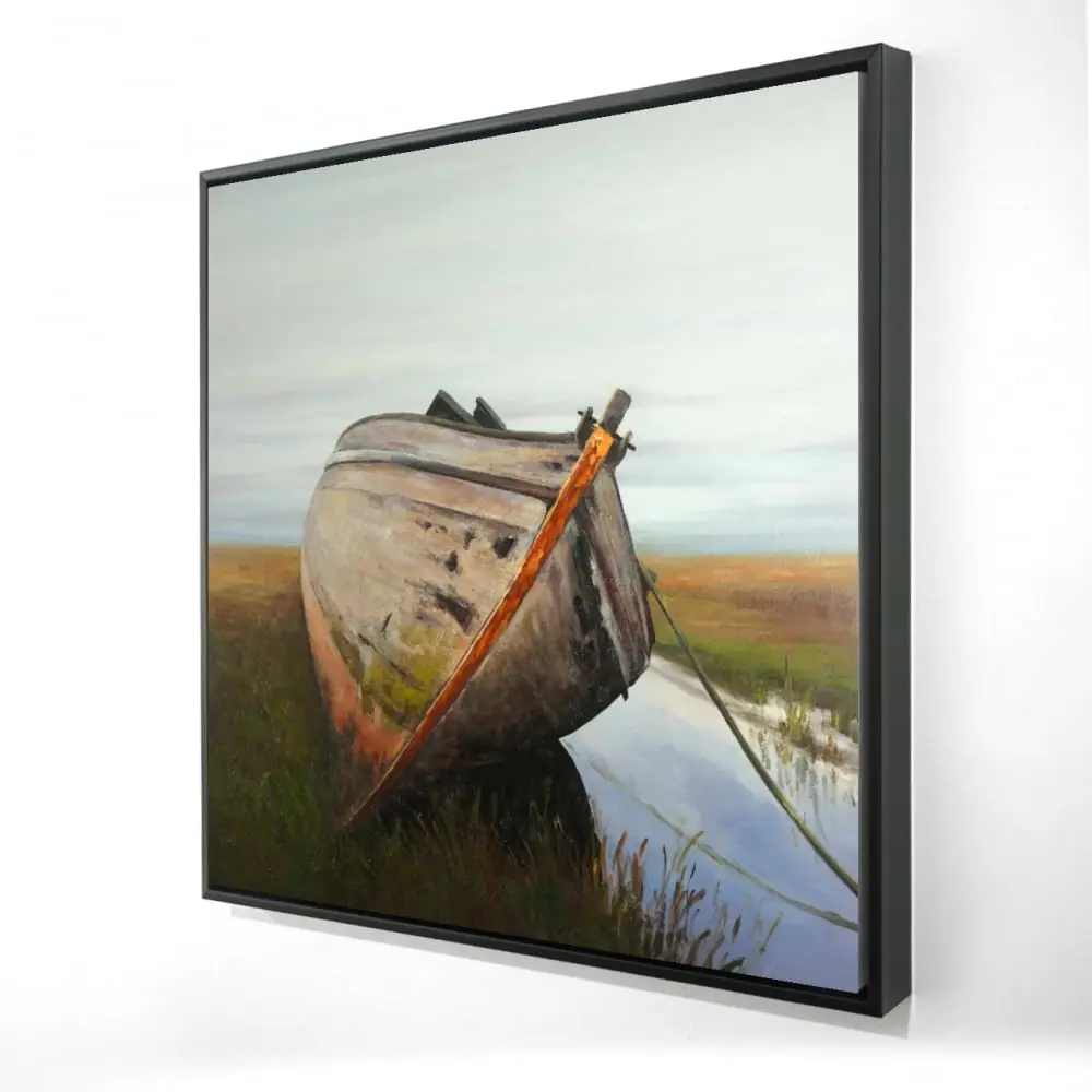 Begin Home Decor 2081-2424-CO39 24 x 24 in. Contemporary Bedroom Canvas - Old Abandoned Boat Wall Art