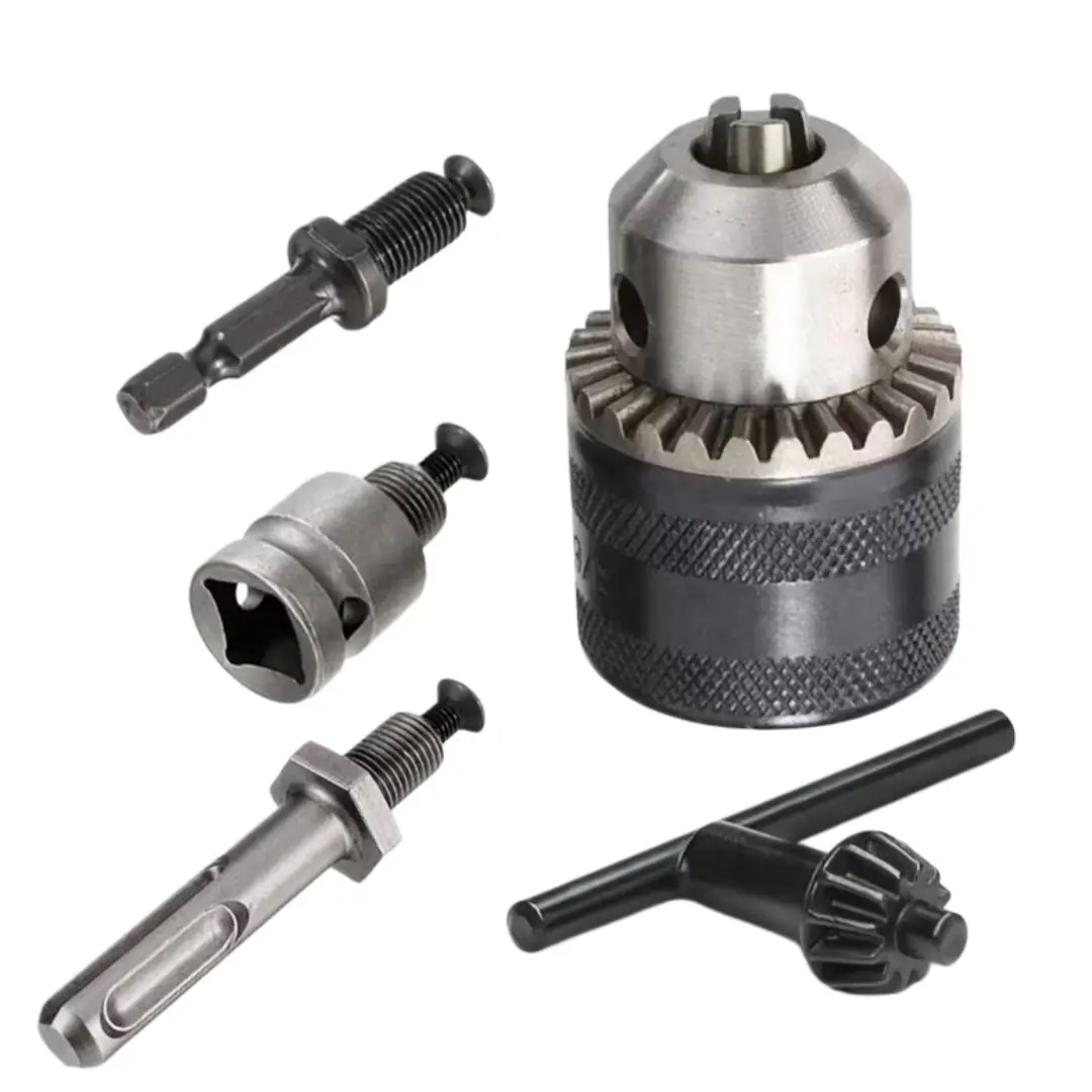 5pcs Multi-Function Drill Chuck Adapter Set, Steel 1/16"-1/2" Quick Change, with SDS, Hex, and Socket Square, Suitable for Impact Drills - Enhances Drilling Performance