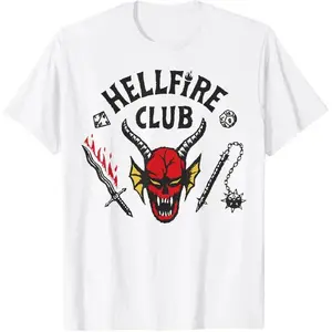 BelleHeaven  Stranger Things 4 Hellfire Club Skull & Weapons T-Shirt