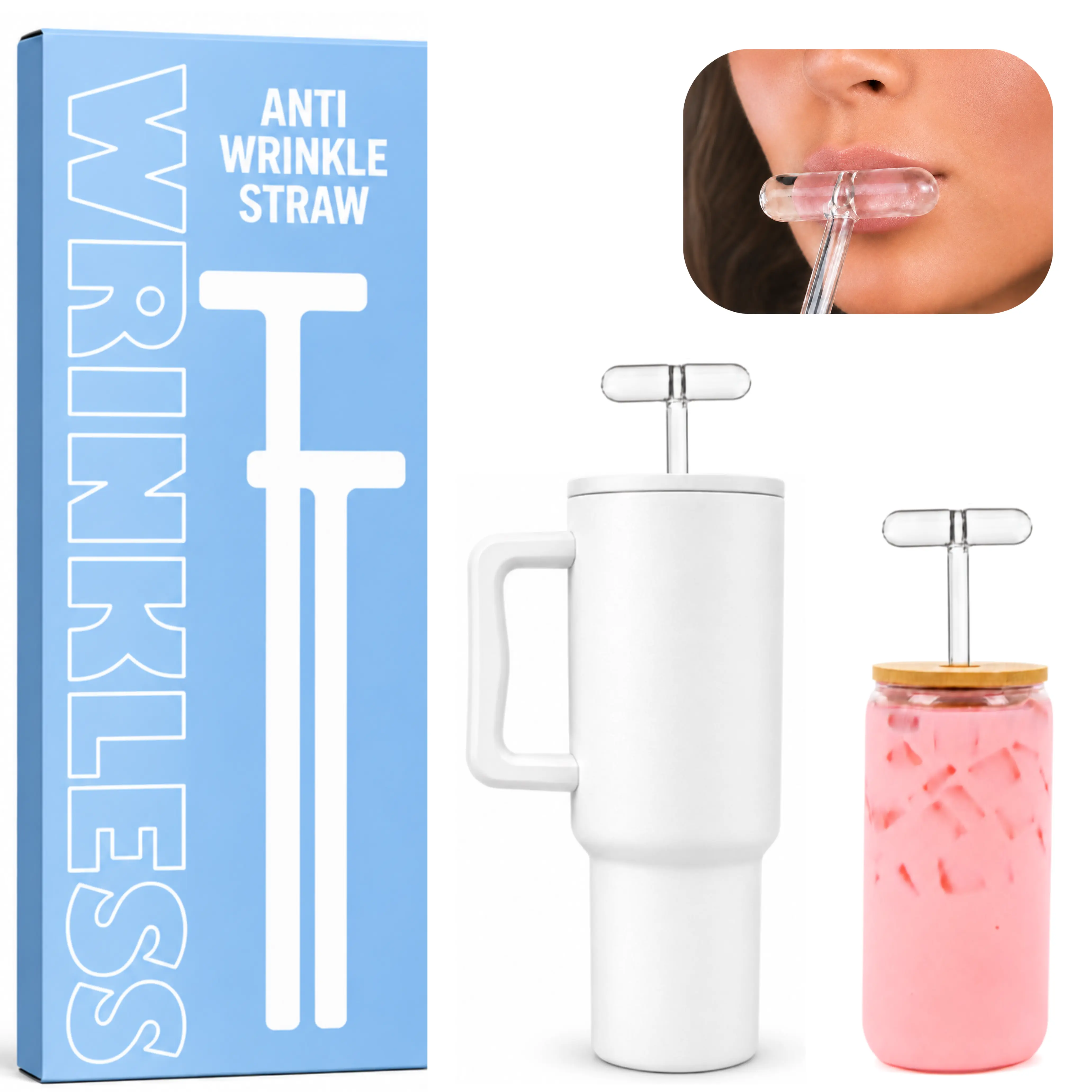 Anti-Wrinkle Glass Straw Set