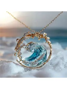 Four-piece hot-selling set wave necklace set creative new light luxury sea wave design ring earrings versatile for women