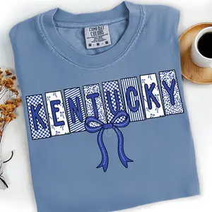 Comfort Colors Coquette Kentucky tshirt, KY Kentucky Leopard Checker Shirt State of Kentucky Sublimation Cute Trendy Kentucky Bow Top, gift for him, gift for her, tshirt hot trend tiktok 2025, tshirt trend, comfort colors shirt
