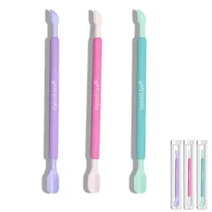 3Pcs Dual-end Plastic Cuticle Pusher Dead Skin Nail Pusher Nail Dirt Cleaner Gel Polish Remover Gentle Plastic Manicure Tool