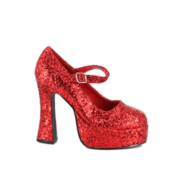 Women's Red Glitter Platform Mary Jane Shoes