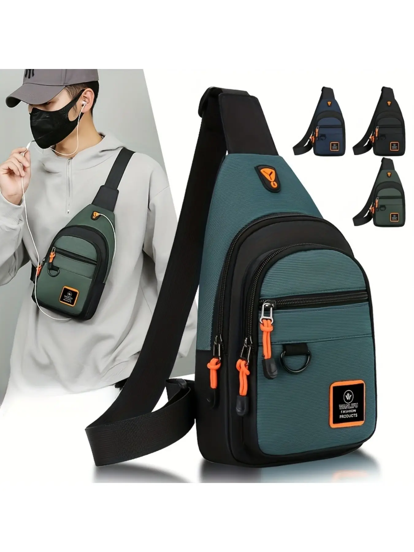 Fashion Men's Chest Bag, Lightweight Nylon Crossbody Chest Design Shoulder Bag, Zippered Sling Bag, Sling Crossbody Bags, Trendy Casual Waist Pack, Ideal for Outdoors and Sports, Men's Gift