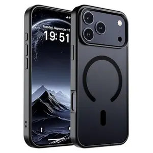 Magnetic for iPhone 17 Pro Max Case (Compatible with MagSafe)(Military Grade Drop Protection) Translucent Matte Shockproof with Anti-Fingerprint Phone Cover, Black