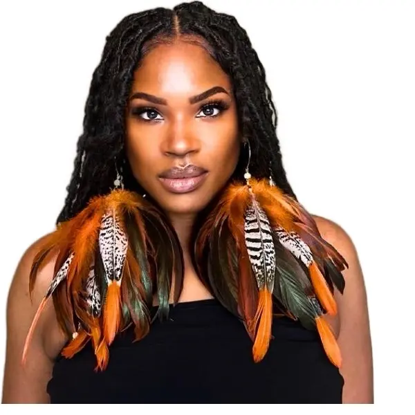 LIGHTNESS ORANGE - MY FEATHER EARRINGS STYLISH CHIC ELEGANT
