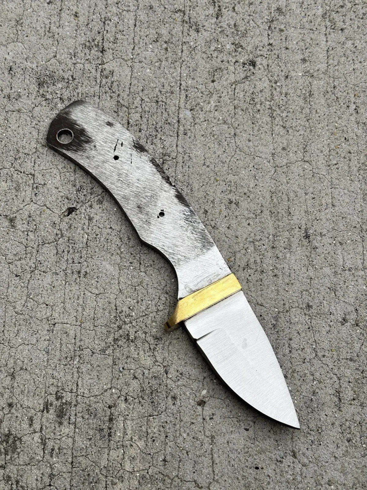 6” Fixed Blade Chode Knife 2 Inch Blade Full Tang Blank DIY Brass Hilt