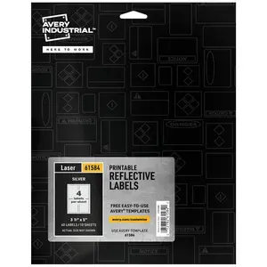 Avery Reflective Labels, 3.5" x 5" Silver Reflective Sign Labels, Laser Printable, 40 Labels (61584)