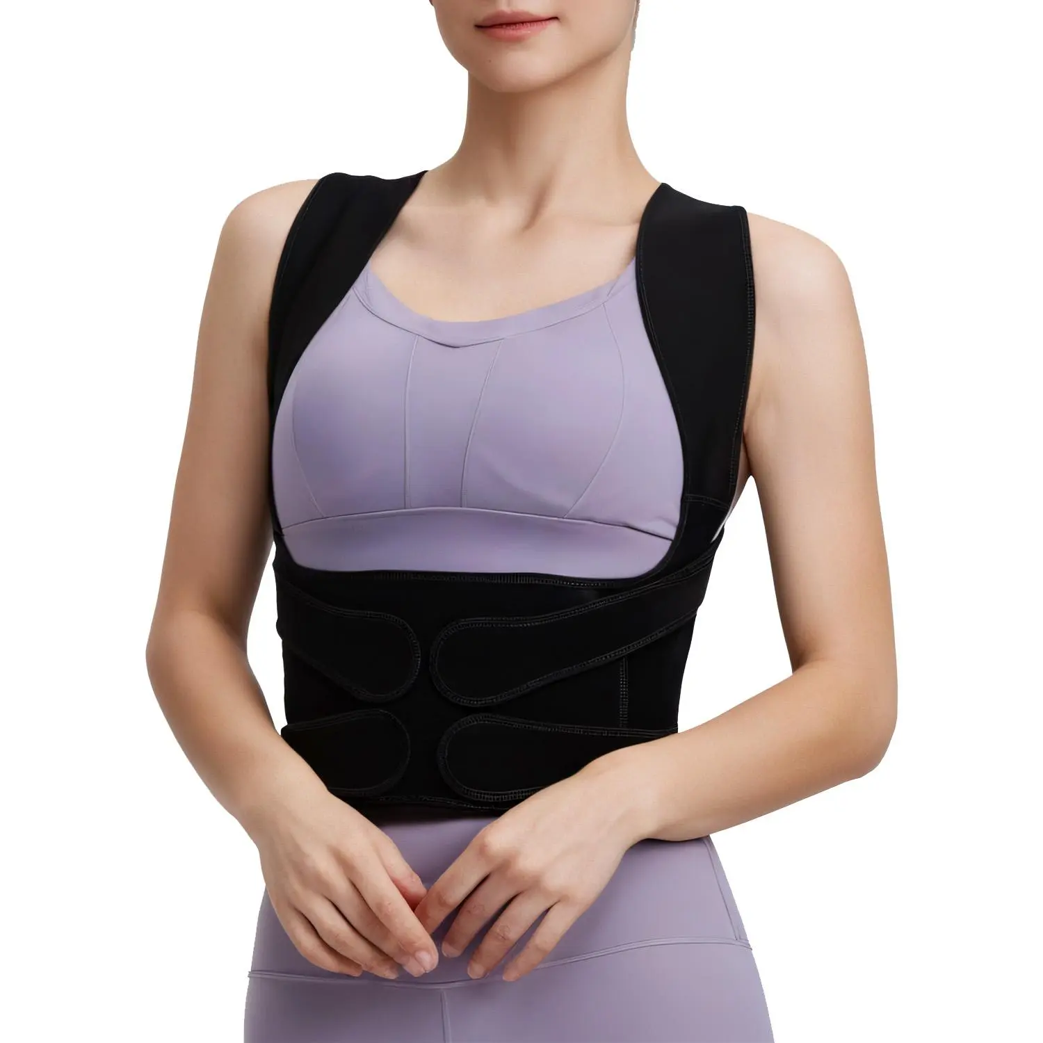 Women's Multi-Size Adjustable Full Back Posture Corrector Back Brace - Customizable Fit Back Correction Band, Waist Shaper, Shoulder Straightener, Black Healthcare Tool for Posture Improvement & Pain Relief
