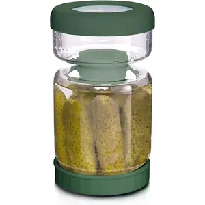 Glass Pickle Jar,34oz Olive Hourglass Jar with Strainer,Airtight Glass Jar Pickle Juice Separator Flip Pickle Jar for Gherkin Jalapeno
