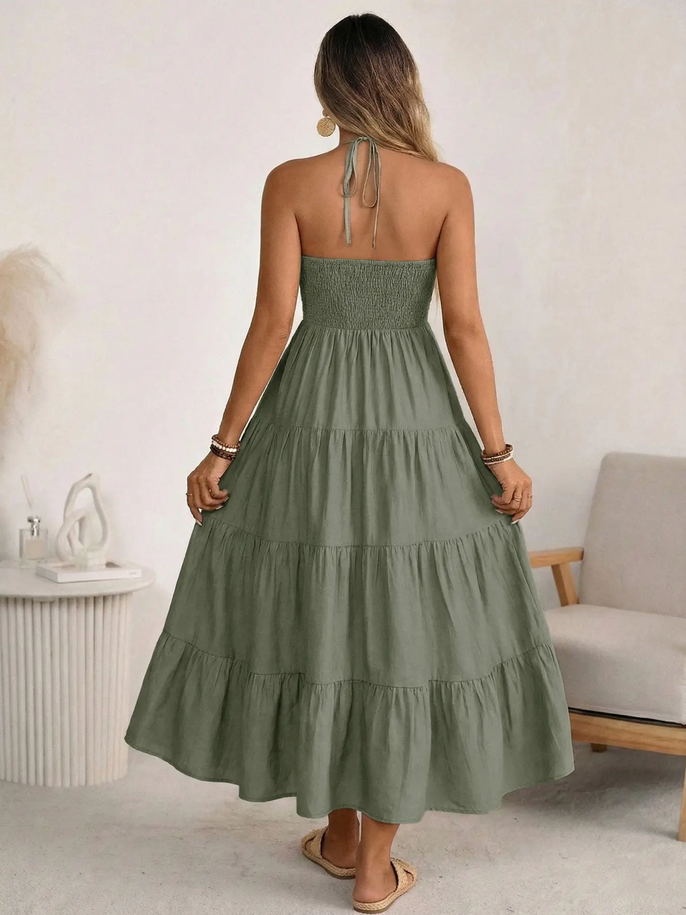 a line fit dress Linen Maxi Dress with Adjustable Straps main image 1