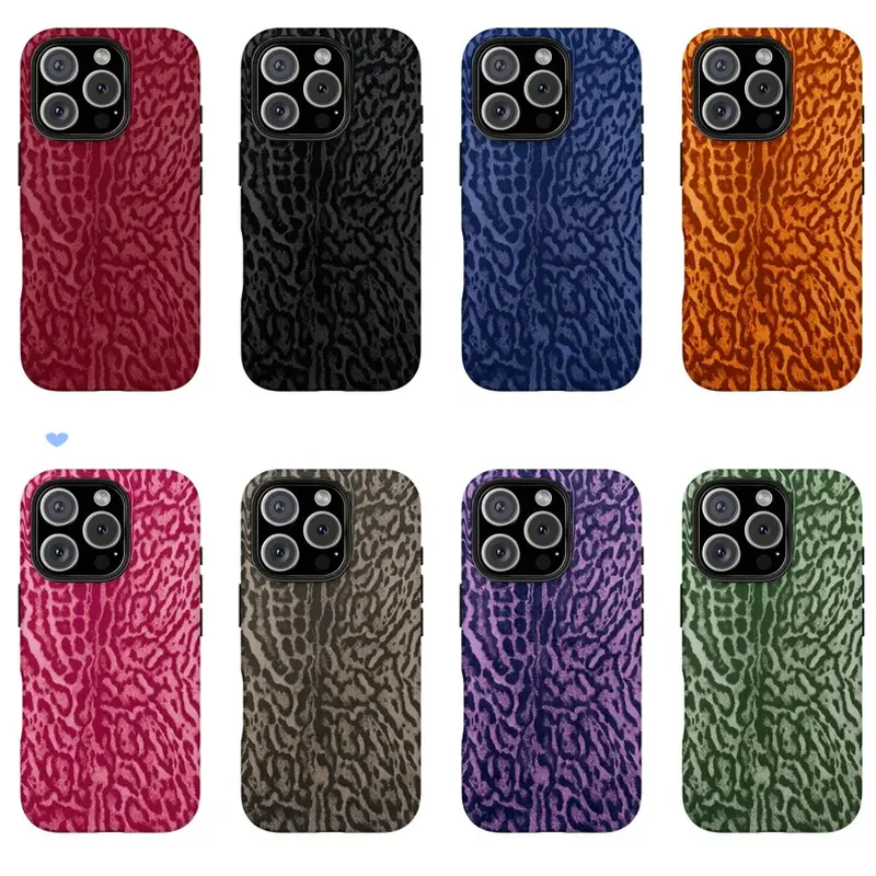 Leopard Print 2-Piece Tough Phone Case, Stylish Protective Hard Cover Compatible with iPhone 17/16/15/14/13/12/11 Pro Max Air & Samsung Galaxy S26-S21