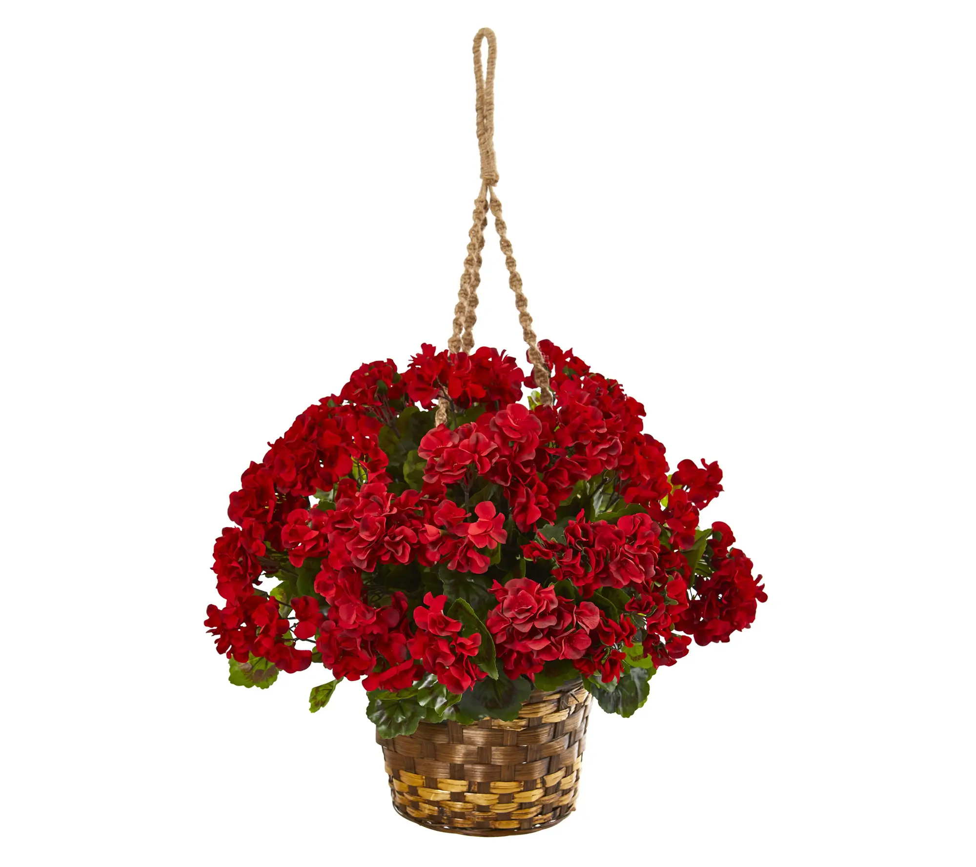 Nearly Natural Geranium Hanging Basket UV Resistant
