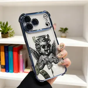 Cool Angel Con Cash Stylish Protective Phone Case for iPhone 17 16 Pro Max 15 14 Plus 13 12 11 Pro, Four Corner Anti-Drop Soft Silicone Gift Clear Shockproof Protection Mobile Phone Case
