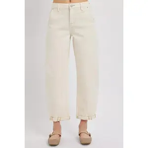 RISEN High Rise Relaxed Barrel Cuffed Jeans