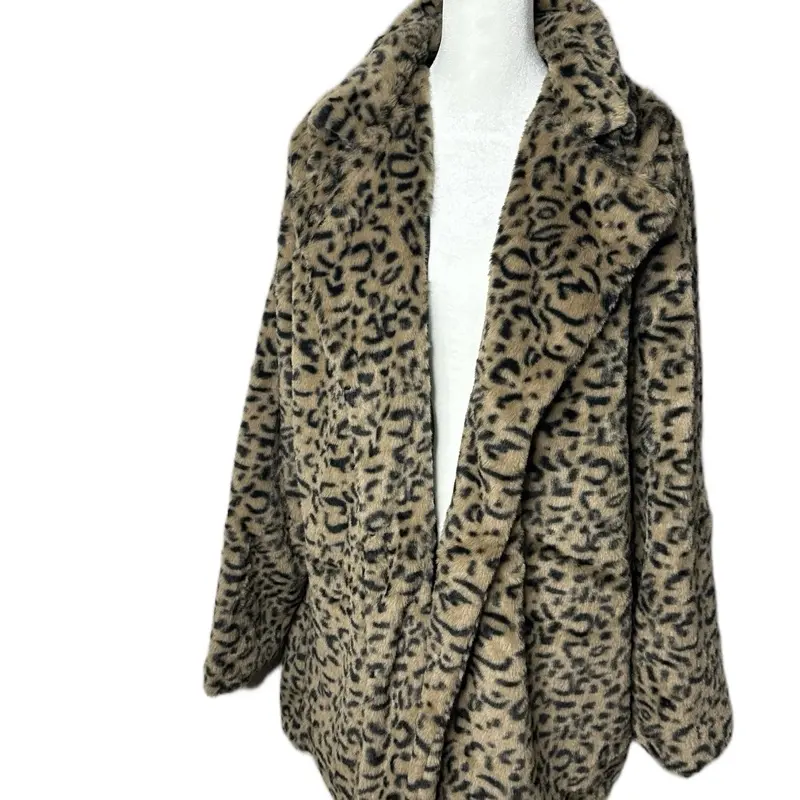 EVA Women's Autumn and Winter Leopard Print Faux Fur Coat jacket with Pockets - Womenswear Tops Comfort Casual Fashion Long Sleeve Elegant Multicolor jacket woman
