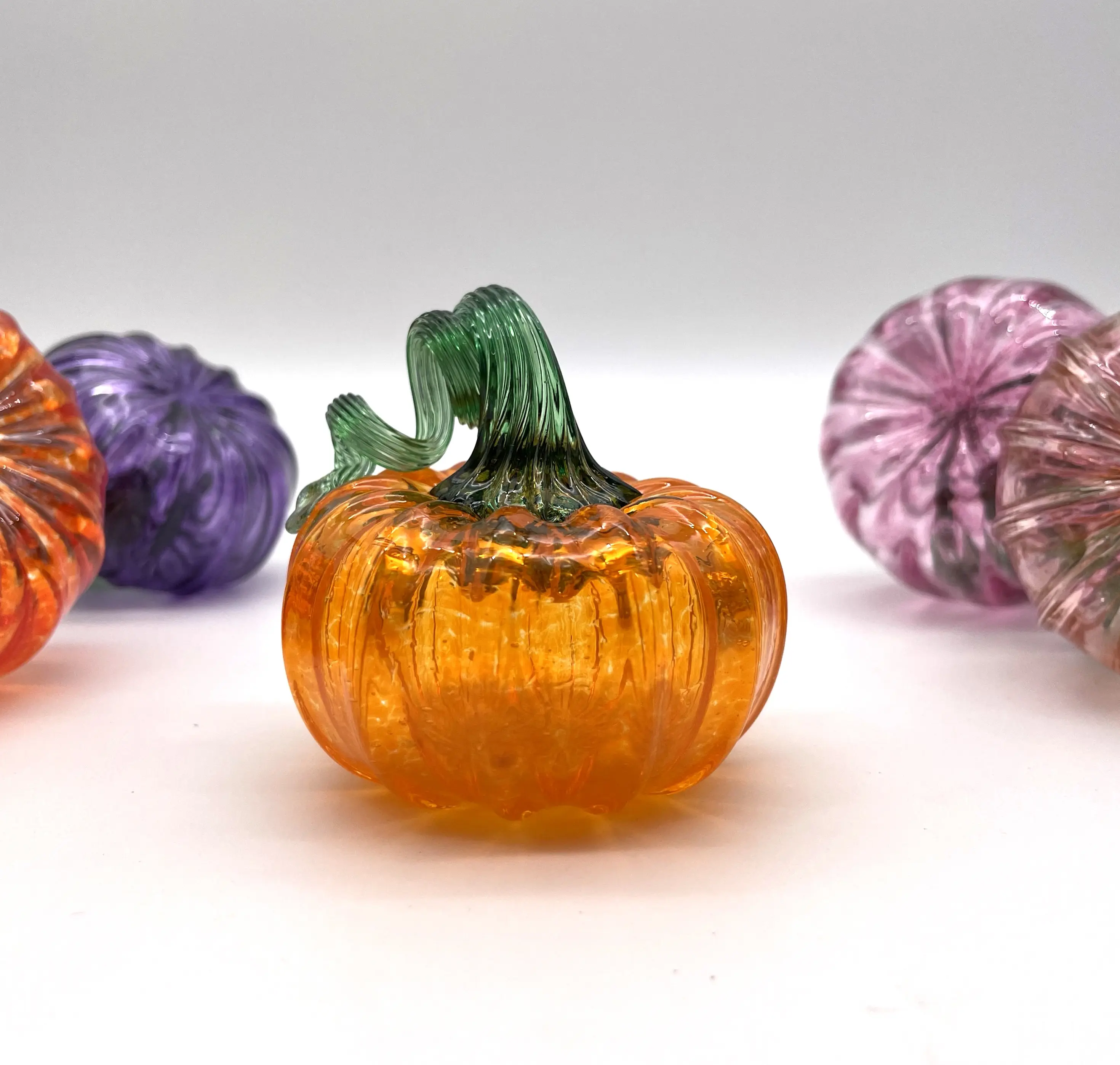 Small Glass Pumpkin, Handmade Blown Glass, Jewel Tones, Various Colors