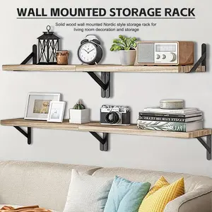 Wall Mount Wood Shelves Floating Shelf, Wall Decoration Storage Rack, Wall Hanging Display Organizer for Home Living Room Supplies, Record Shelf, Bookshelf, Apply to Living Room, Bathroom, Bedroom, Kitchen, Home Decor, Floating Shelves