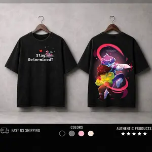 Deltarune & Undertale Crossover Game Graphic Tees Washed Tee Game Acid Washed Lightweight Cotton TSHIRT, Gift For Gamer Men's Regular, men gifts graphic tee