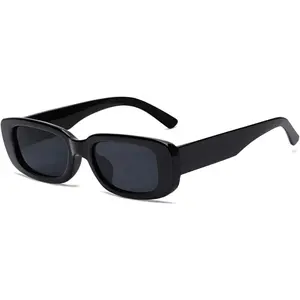 Retro Rectangle Sunglasses for Women Men Square 90s Y2K Trendy Cool Glasses Fashion Aesthetic Thin Accessories