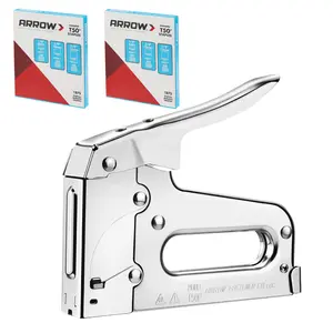 #Summervibes Arrow T50 Heavy Duty Staple Gun Kit, All Chrome Steel Stapler, with 3750 Pieces T50 1/4", 3/8", 1/2" Staples, for Upholstery Professional Projects