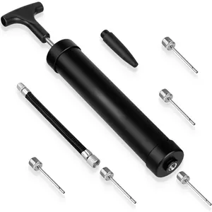 10 Inch Ball Pump Kit, Basketball Pump, Portable Air Pump with 5 Needles, 1 Nozzle & Extension Hose for Soccer Football Volleyball Water Polo Rugby Exercise Sports Ball