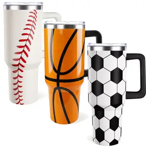 40oz Soccer baseball basketball Tumbler with Handle Soccer Gifts Stuff for Men Girls Boys Gift for Coach Lovers Fan Mom
