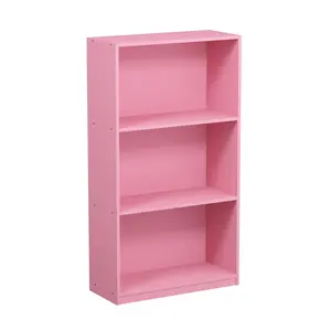BASIC Bookcase, 3-Tier Modern Bookshelf, Open Shelf Bookcase, 9.3 x 21.8 x 39.5, for Living Room Bedroom Home Office, Pink