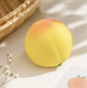 Lifelike Yellow Peach Squishy Toy, Ultra-Plush Slow-Rising Fidget, Realistic Juicy Fruit Squeeze Ball, Kawaii Aesthetic Sensory Toy, Stress-Relief Peach Shaped Desk Companion