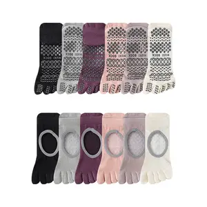 Yoga socks women's professional non-slip five-finger socks indoor fitness Pilates sports socks toe socks short round mouth, grab socks compression athletic running feet breathable comfy seamless low cut grip socks compressionsocks Tubesocks