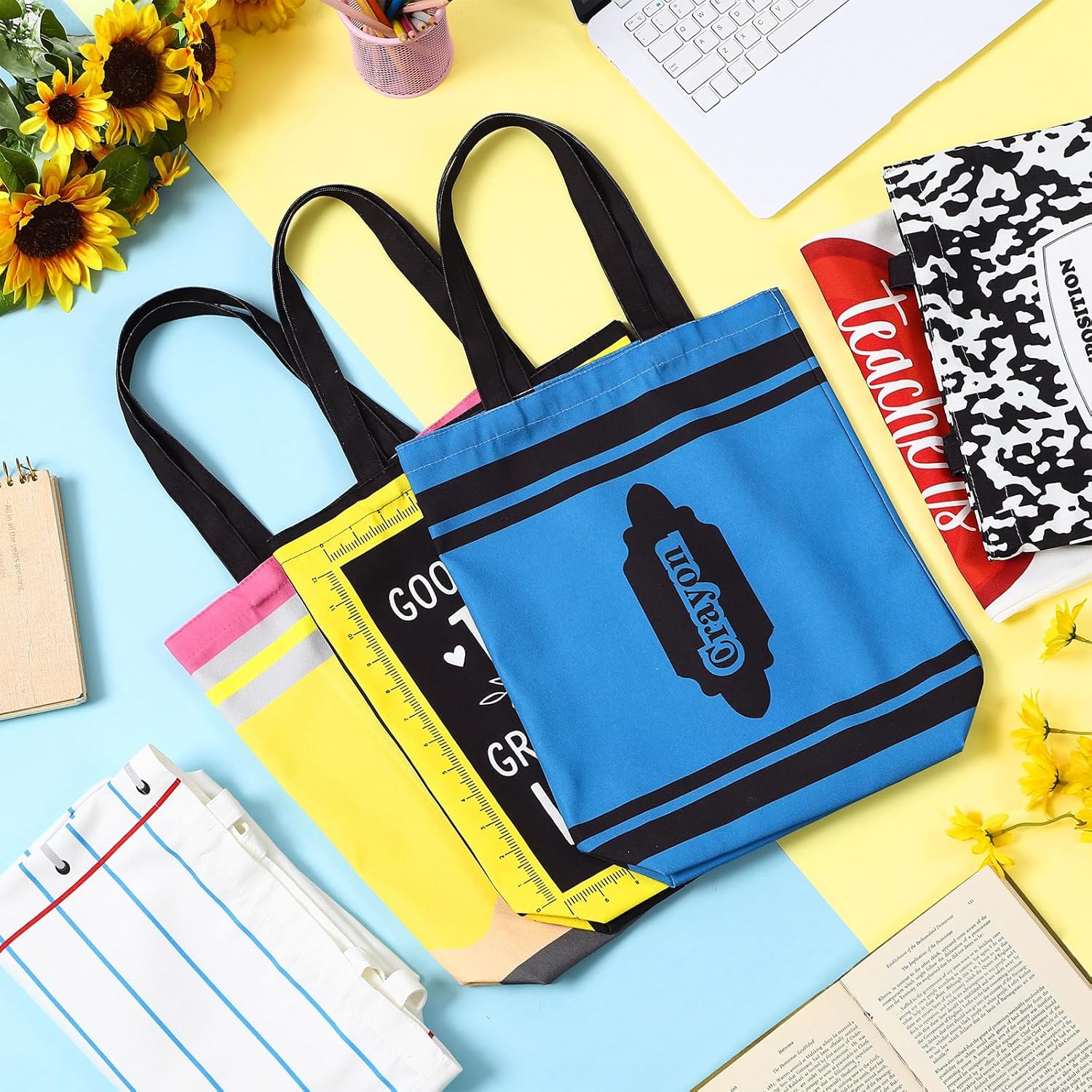 6/12 Pcs Back to School Teacher Gift Bags Canvas Tote Bags with Pencil Crayon Marble Notebook Apple Pattern Thank You Gift Handbags for Teacher Student,School Study Supplies,Welcome First Day of School Teacher Appreciation Class Rewards Graduation Gift 6/12 Pcs Back to School Teacher Gift Bags Canvas Tote Bags with Pencil Crayon Marble Notebook Apple Pattern Thank You Gift Handbags for Teacher Student,School Study Supplies,Welcome First Day of School Teacher Appreciation Class Rewards Graduation Gift