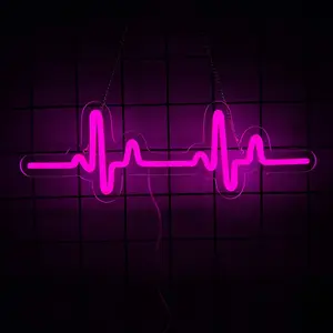 ECG Electrocardiogram LED Sign Light Neon Glow Signs Lights Wall Party Decor Flex Lamp
