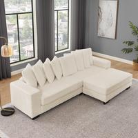 BEIGE + WOOD + MODERN + 3 SEAT RIGHT CHAISE DAYBED