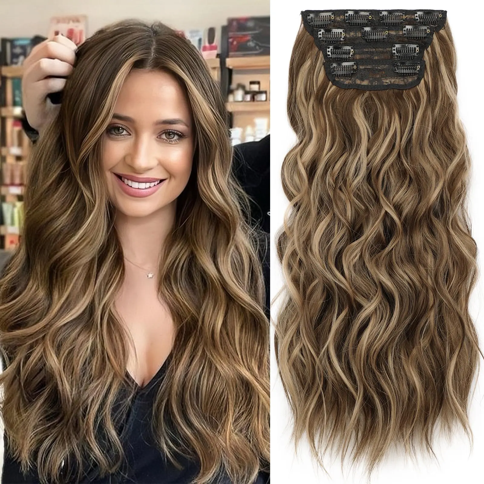 Medium Brown mix Caramel Blonde