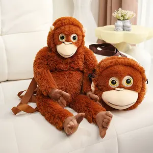 1pc Cute Orangutan Plush Backpack Super Soft Stuffed Monkey Animal Plush Toy Creative Shoulder Bag Doll Gift For Kids
