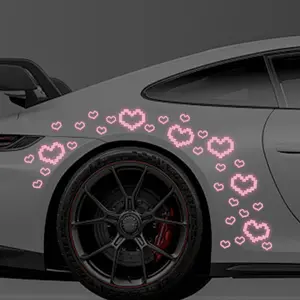 30 Heart-Shaped Reflective Car Stickers, Cute Tail Light Vinyl Decals, Girly Car Accessories, Self-Adhesive Waterproof, Night Safety Warning Signs, for Car Window, Body, Bumper, Easy To Apply