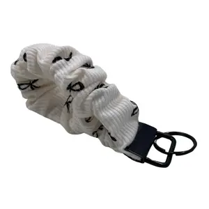 Bonita's Bow-mance Scrunchie Keychain - 7" Handmade Wristlet for Keys, IDs, Hand Sanitizer, Soft Stretch Fabric, Black Bows