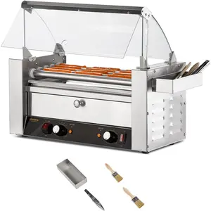 [ Father's Day Gift ]Winado Hot Dog Roller, 12 Hot Dog 5 Rollers ETL Certified, Hot Dog Machine with Bun Warmer, Dual Temp Control, Glass Cover, LED, Side Storage Box, Shelf & Drip Tray for Party Home Commercial 900W