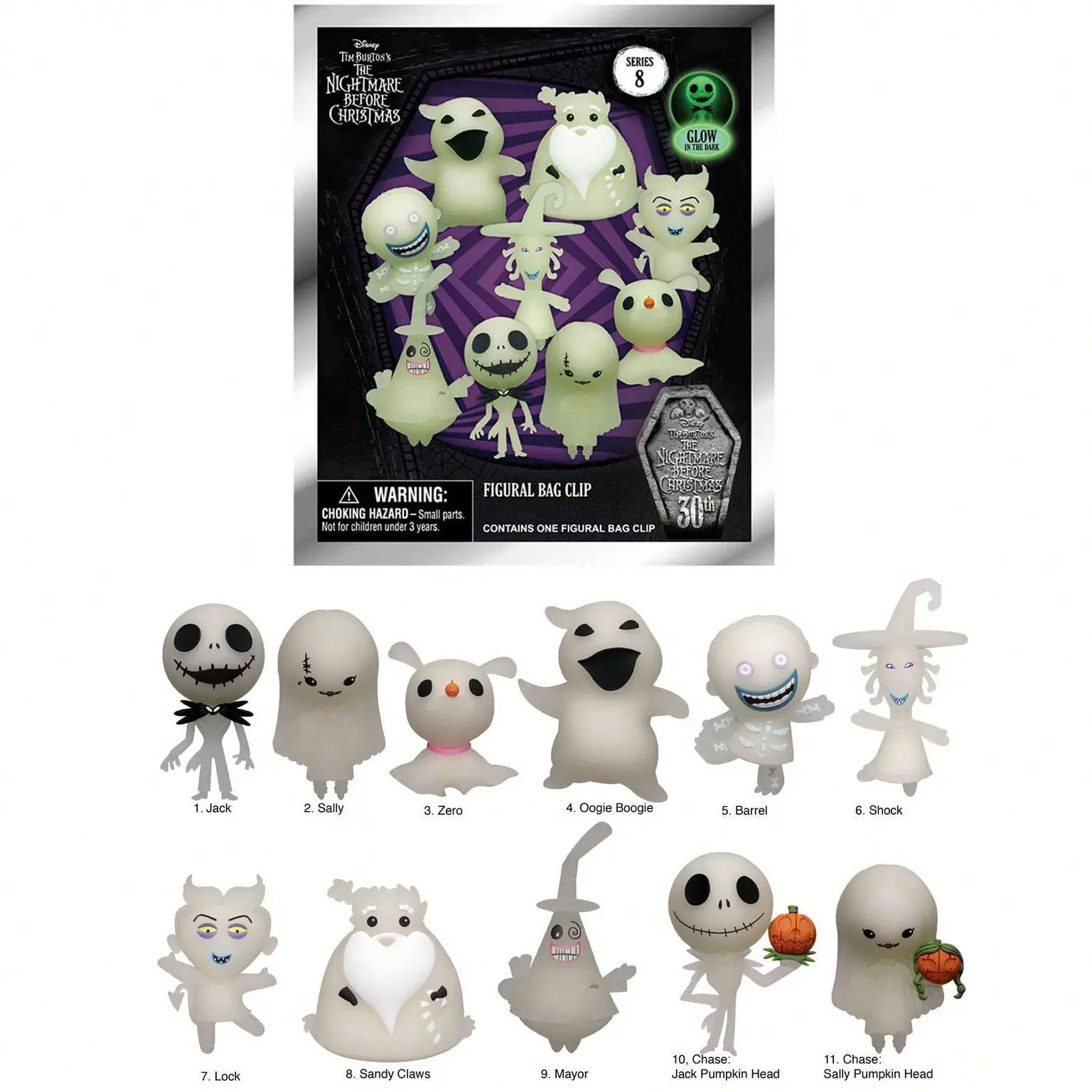 Disney Officially Licensed Nbx Mystery Blind Bag Clip Keychain Series Figures, Nbc 3D Anime Characters Jack & Sally, Perfect Gift for Fans, Keychain Surprise Collectibles