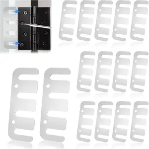 Door Hinge Shims - 0.03 Inches, 15 Pack Laser-Cut Stainless Steel Kit - Safety Rounded Corners, Corrosion Resistant, Fix Sagging Doors Without Replacing Hinges (Brushed Silver, 4")